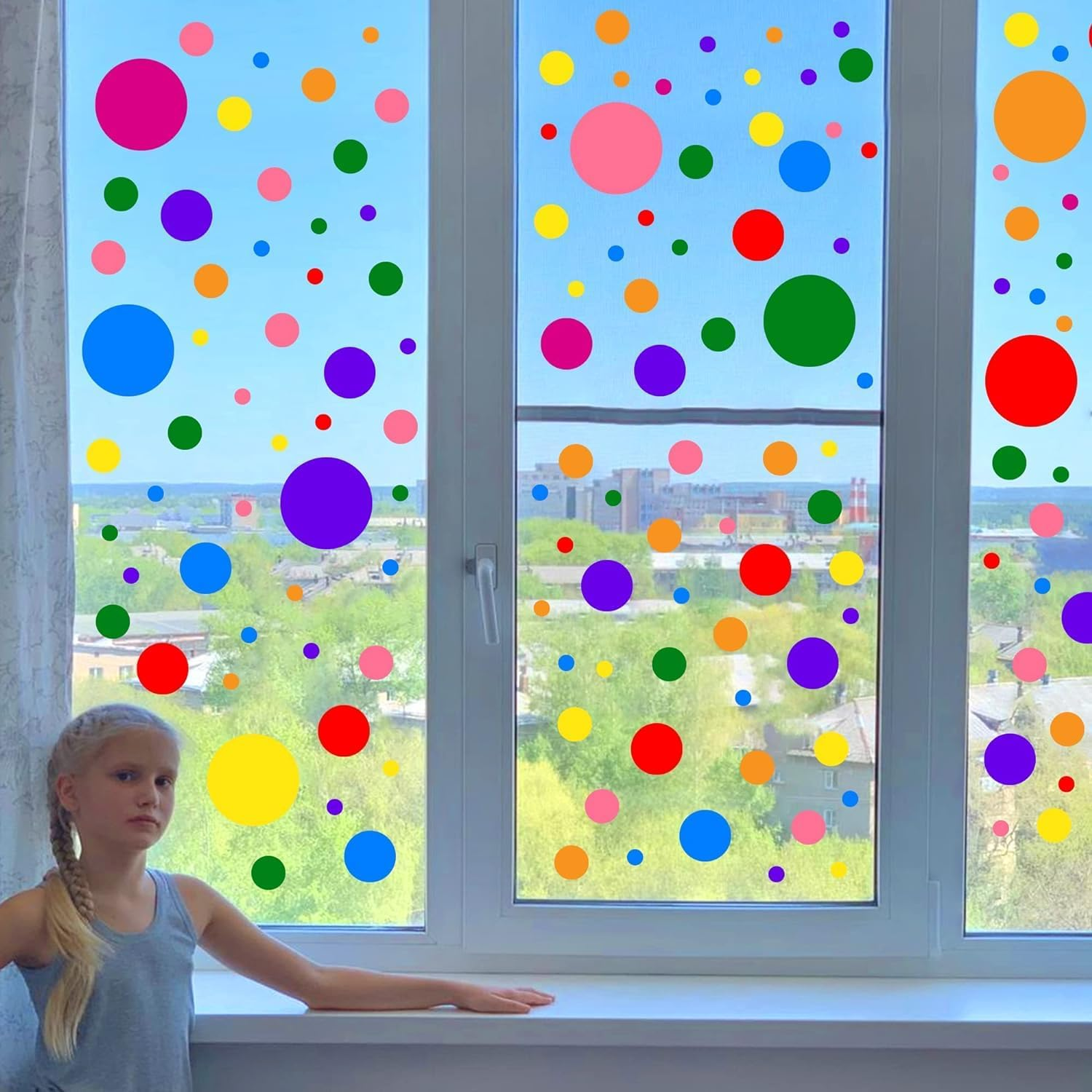 1240Pcs Polka Dot Wall Decals Colorful Boho Wall Decal Peel and Stick Kids Wall Decals Removable round Circle Rainbow Wall Stickers for Girls Baby Playroom Nursery Classroom Bedroom Living Room Decor image number 4