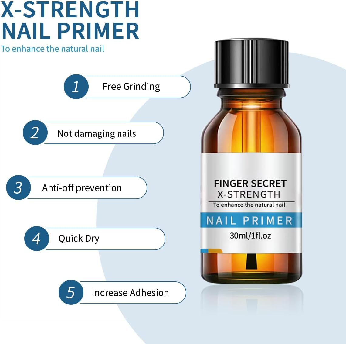 Nail Primer and Dehydrator-Professional Nail Prep Dehydrator and X-Strength Primer Set, Non-Acid Air Dry Nail Prep Kit, No Burn Fast Air Dry, for Natural Nail & UV Gels. - Nail Prepnail Primer image number 2