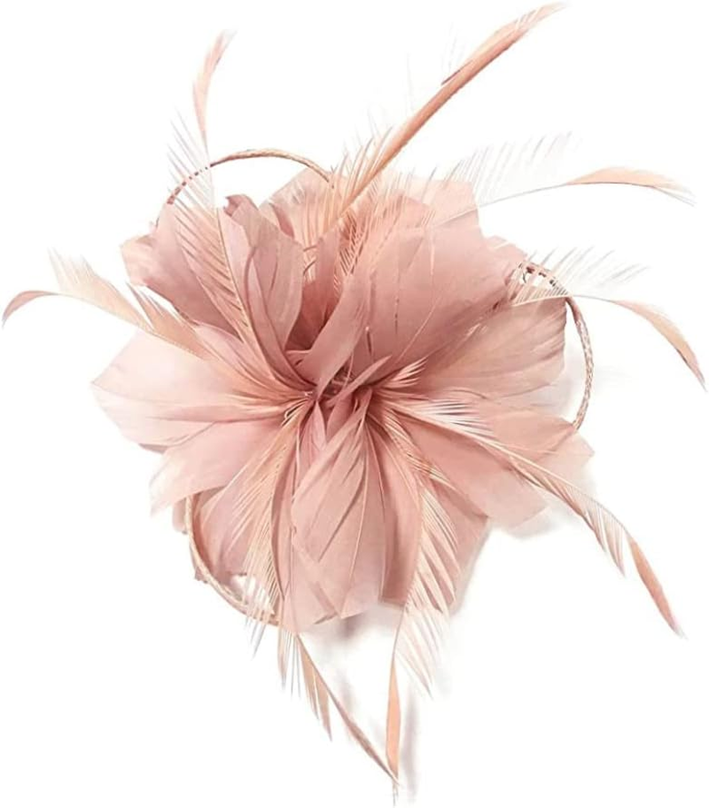 NOPEILVI Women'S Pink Floral Fascinator Hat for Wedding, Church, Derby, Bridal Tea Party, Races Party image number 6