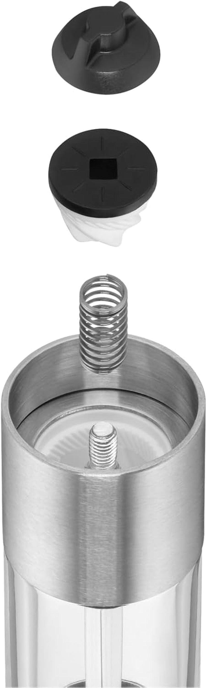 WMF Mini Spice Mill with a Ceramic Grinder for Salt, Pepper, Dried Herbs, Cromargan Stainless Steel Mill, Acrylic, Height 11 Cm