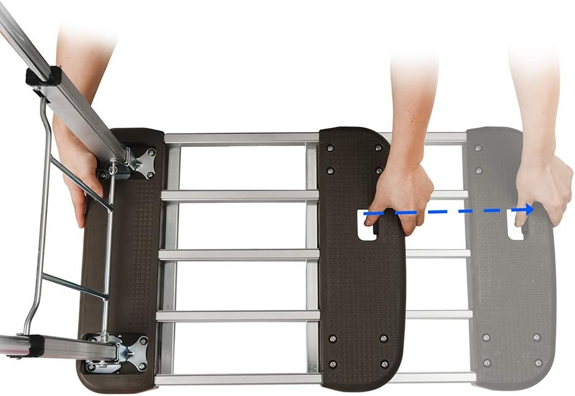 Foldable Push Cart Aluminum Alloy Platform Cart with Polyurethane Mute Wheel,150Kg Capacity