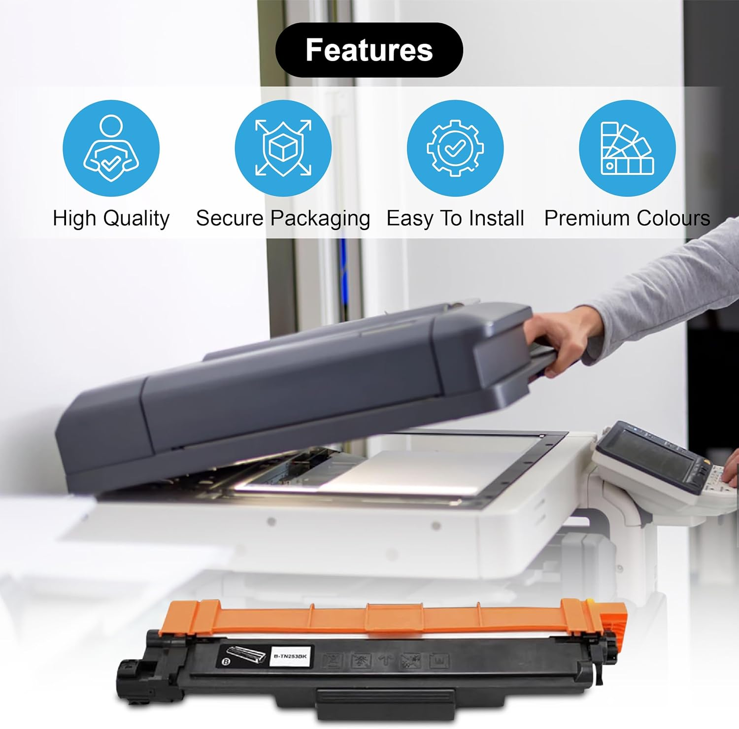 4 Pack Compatible Toner Cartridge Replacement for Brother TN253 TN-253 TN257 TN-257 Combo [1BK,1C,1M,1Y] for DCP-L3510CDW HL-L3230CDW HL-L3270CDW MFC-L3745CDW MFC-L3750CDW MFC-L3770CDW image number 2