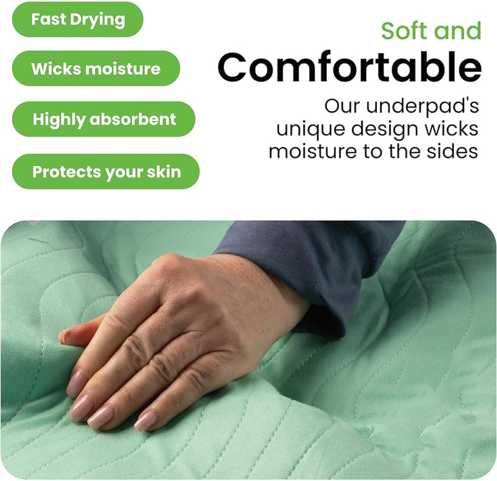 4 Items Washable Waterproof Underpads &ndash; Heavy Absorbency Reusable Bed Pads with Tuck-Ins for Incontinence, Bedwetting & Potty Training, Protector for Adults, Kids, Elderly & Pets image number 2