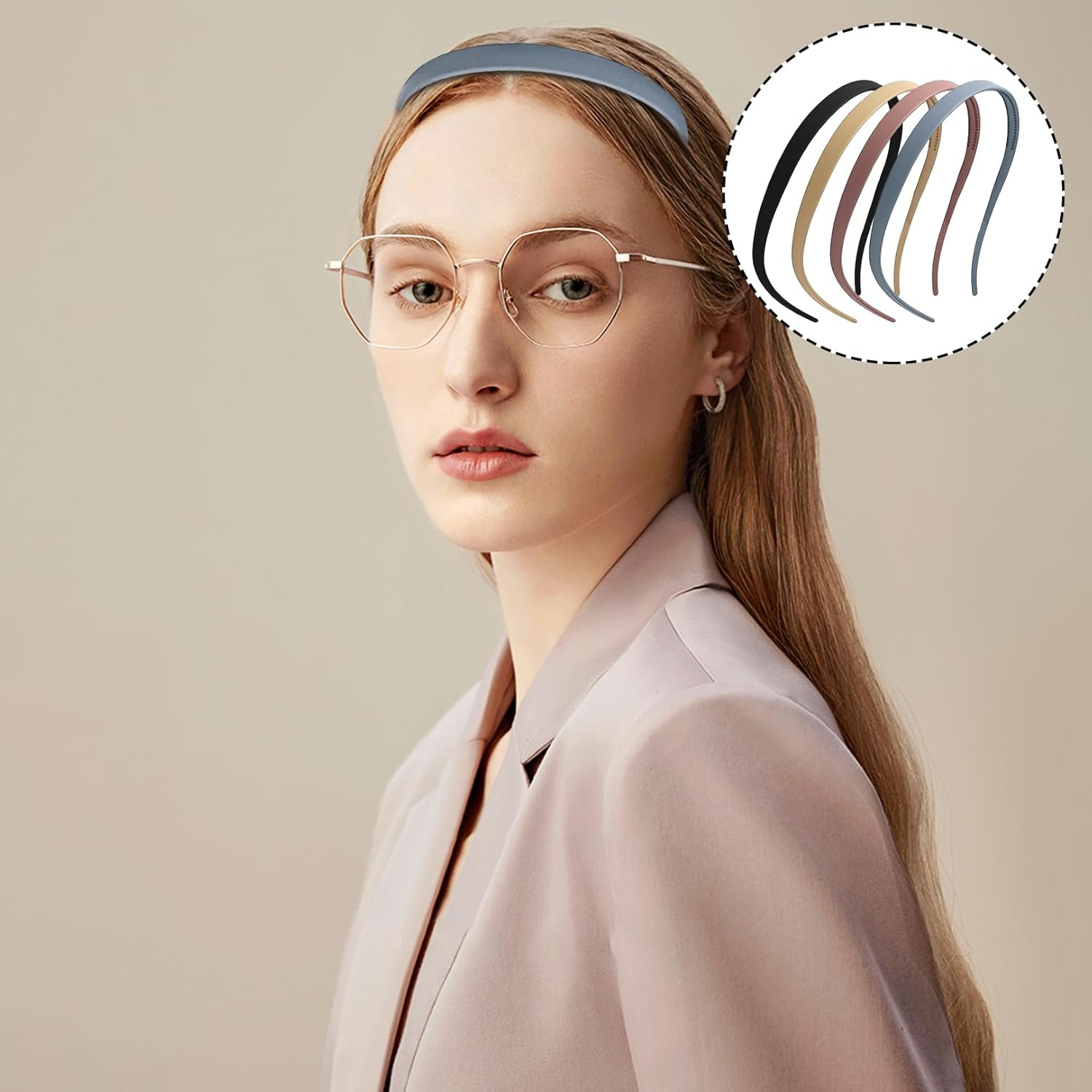 Pack of 4 Women'S Headbands, No Headache, Zigzag Hair Band, Thin, Flex Headband without Pressure, Hair Hoop for Glasses Wearers, Sunglasses Hair Hoops, Headband Matte Finish, Non-Slip with Teeth image number 5