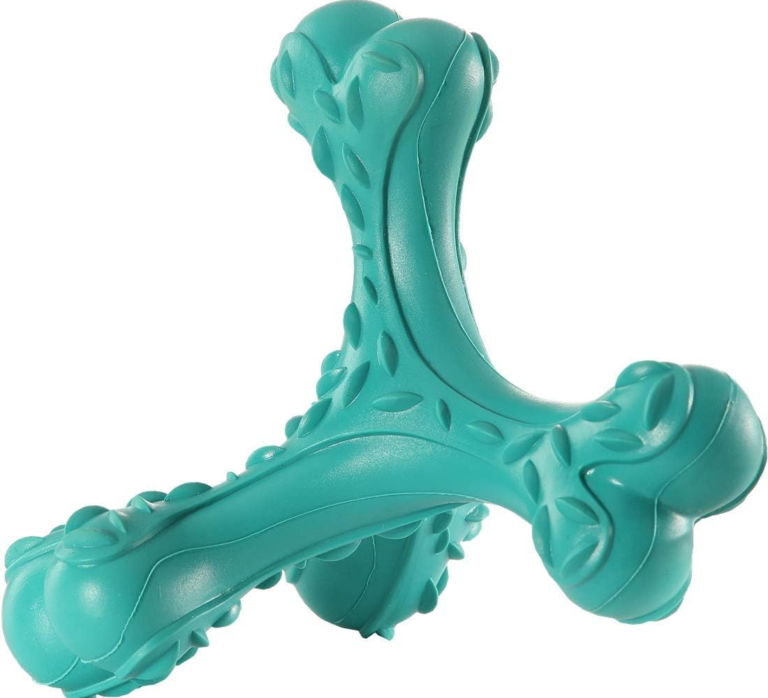 CVALIN Chew Toy for Aggressive Chewers, Large Breeds, Indestructible Bone Toy, Durable Cleaning Toothbrush, Natural Rubber Dog Toy
