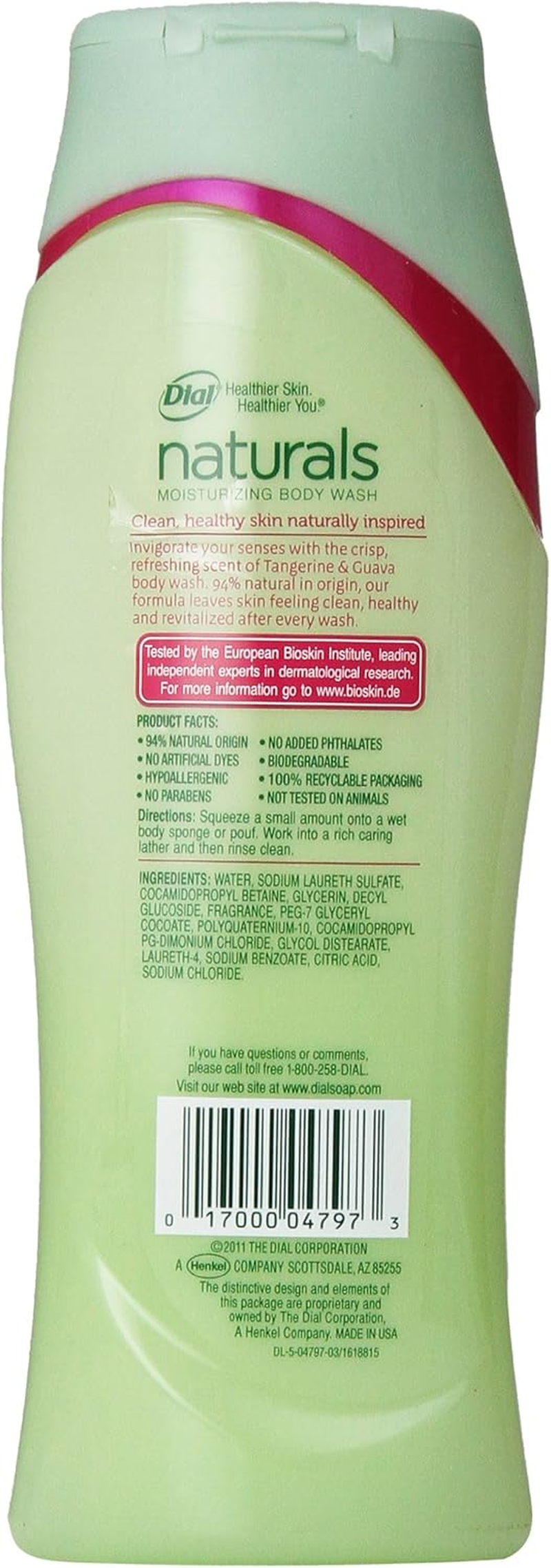 Dial Naturals Body Wash, Tangerine & Guava, 16 Fluid Ounces image number 1