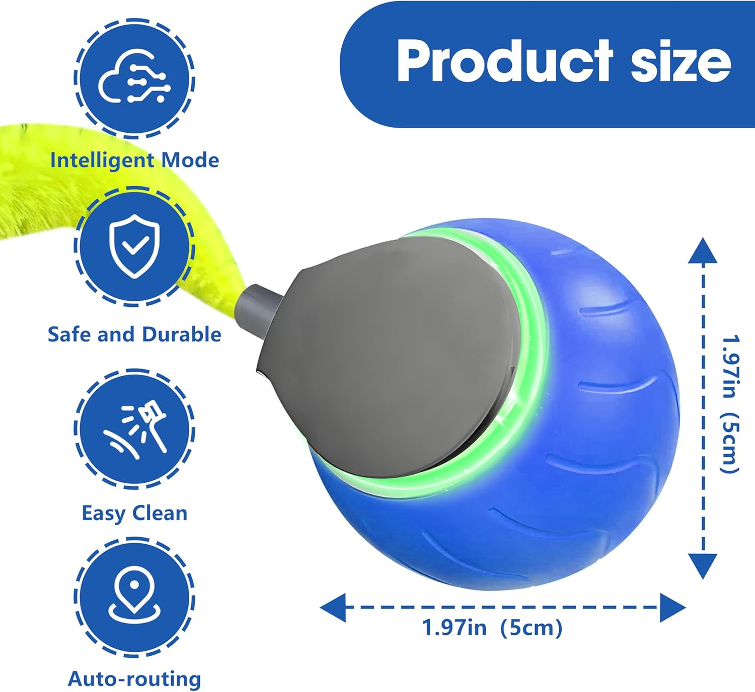 Interactive Cat Toy Ball with Tail &ndash; 2025 Upgrades Cat Toys for Indoor Cats USB-C Rechargeable, Auto Rolling, Smart Obstacle Avoidance, Self-Activating Electric Chase Toy for Bored Indoor Cats & Dogs image number 1