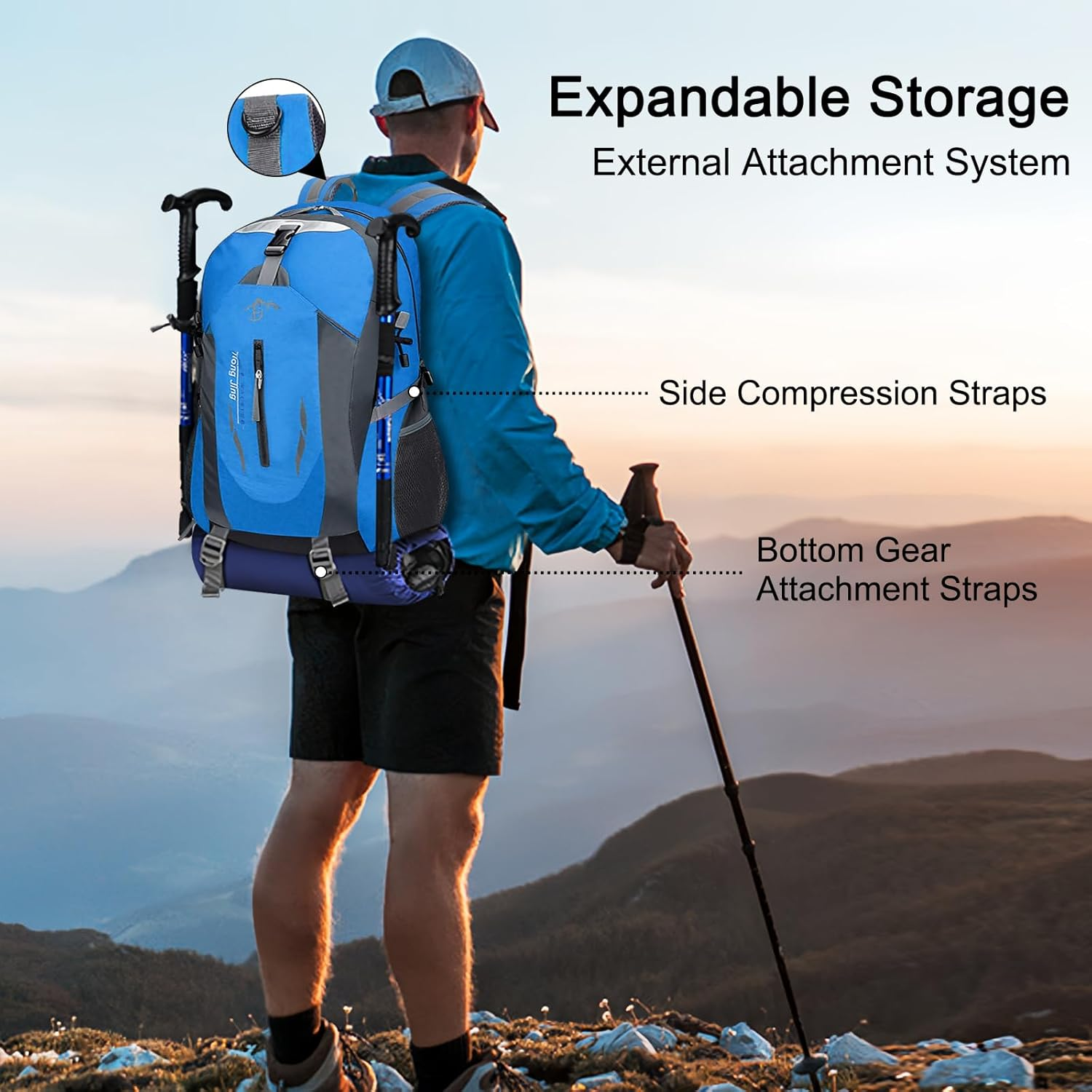 Vivva 40L Backpack for Men Women Hiking Backpacks Lightweight Camping Backpacking Water Resistant Casual Daypacks Outdoor Multi Pockets Rucksack Trekking Travel Bag with Rain Cover image number 6