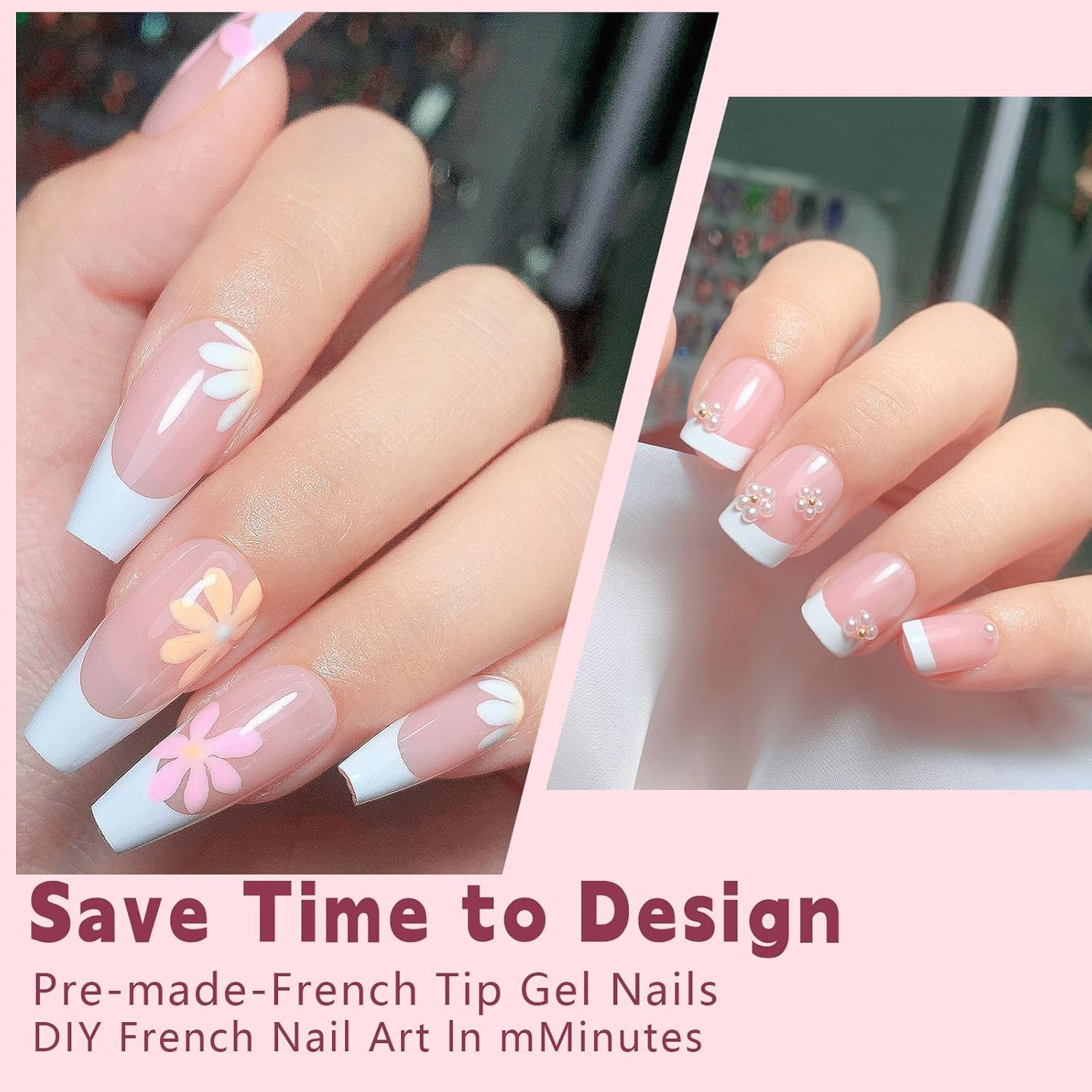 Nail Tips Set, 150 PCS Nail Tips for Acrylic Nails, Full Cover French Ballerina Nail Tips Fake Nails, Soft Gel Fake Nails Tips, Soak off Fake Nail for Nail Tips Art Salons and Home DIY, 021 image number 5
