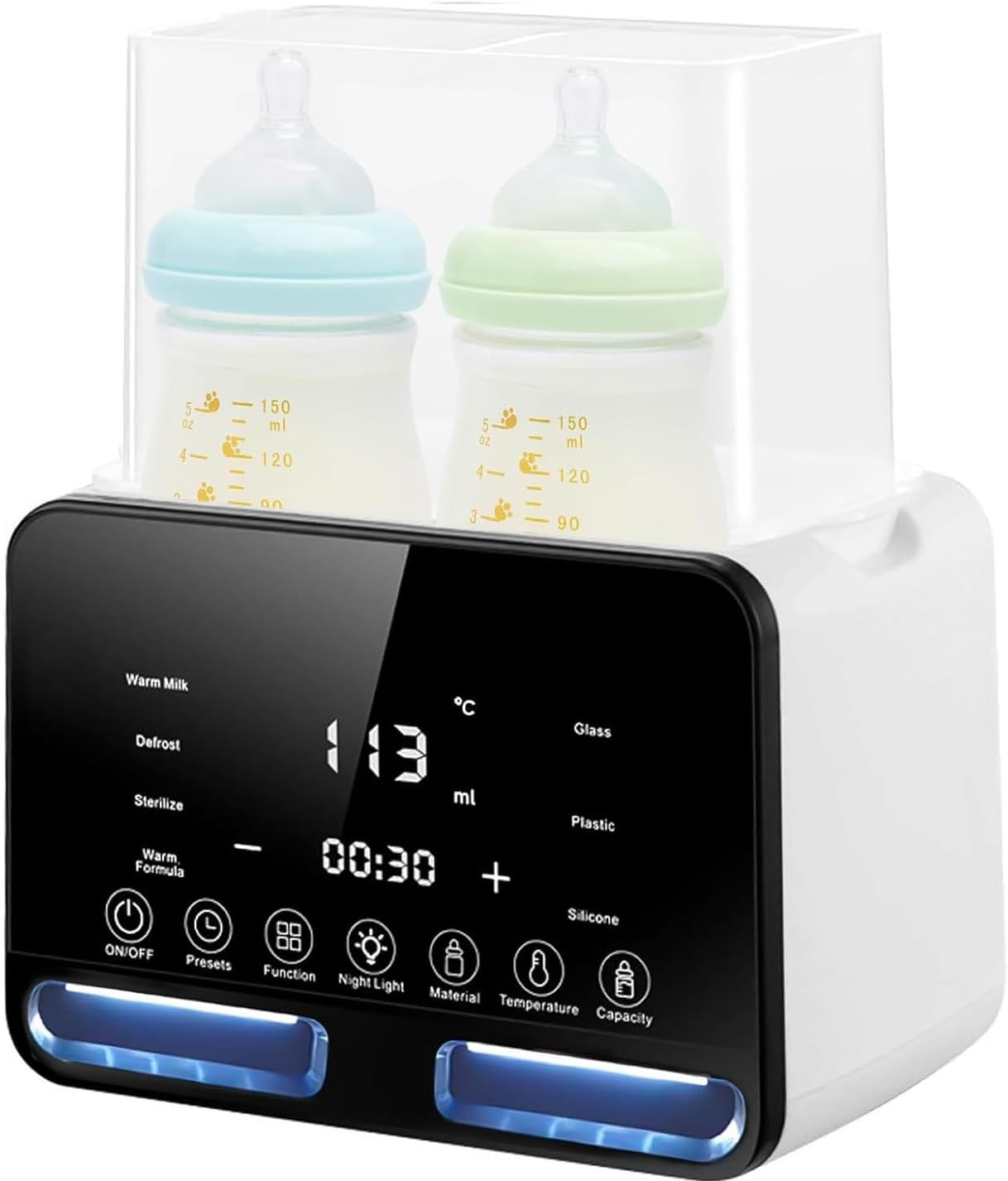Baby Bottle Warmer,Bottle Sterilizer Double Bottle Warmer, Precise Temperature Control with LED Display and Defrost Function. image number 1