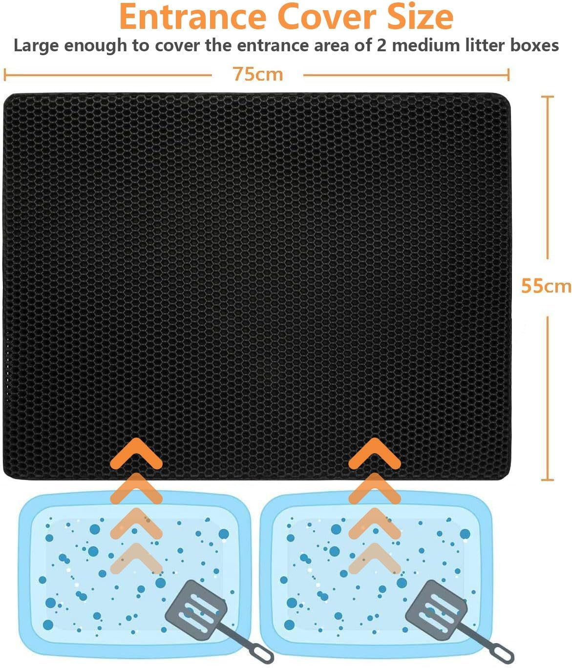 Ycozy Cat Litter Mat Large 75 X 55 Cm Kitty Litter Trapping Mat for Litter Box - Honeycomb Black Hole Design - Waterproof, Urine Proof Trapper - Scatter Control, Easy Clean Rug for Litter Tray image number 3