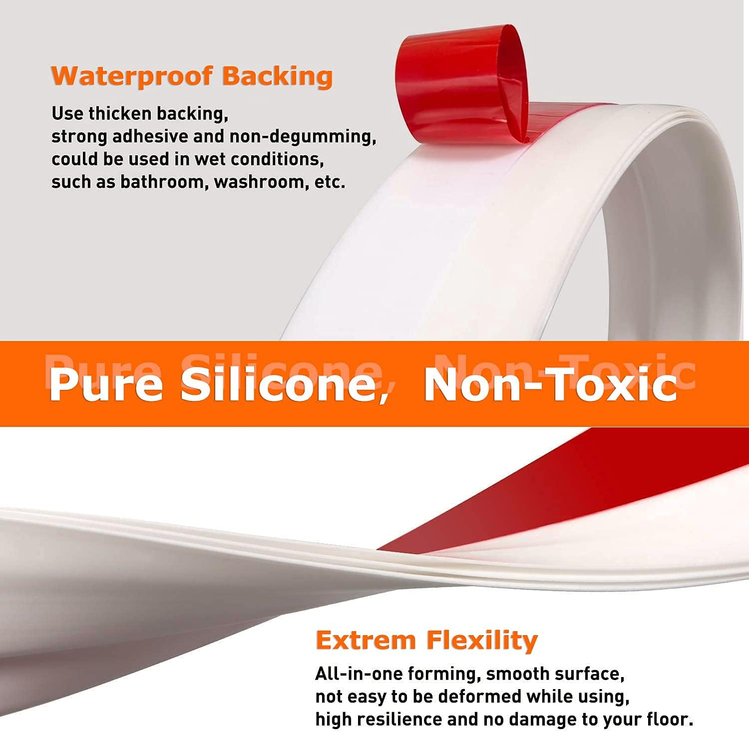 2 Pack Door Draft Stopper under Door - Heavy Duty Weatherproof Seal Strip, Soundproof & Anti-Dust Blocker, Mouse Insect Barrier for Home Doors - White - White image number 5