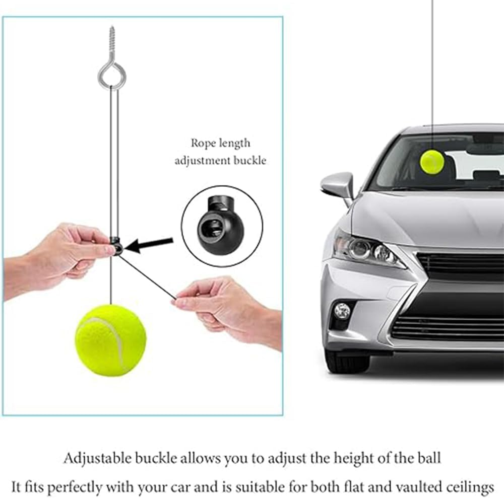 2 Packs Tennis Ball Garage Parking Aid,With String,Precise Garage Car Stop Indicator W/Adjustment Buckle,Easy Installation,Parking Stopper Assist for Garage Accessories,Car Accessories image number 2