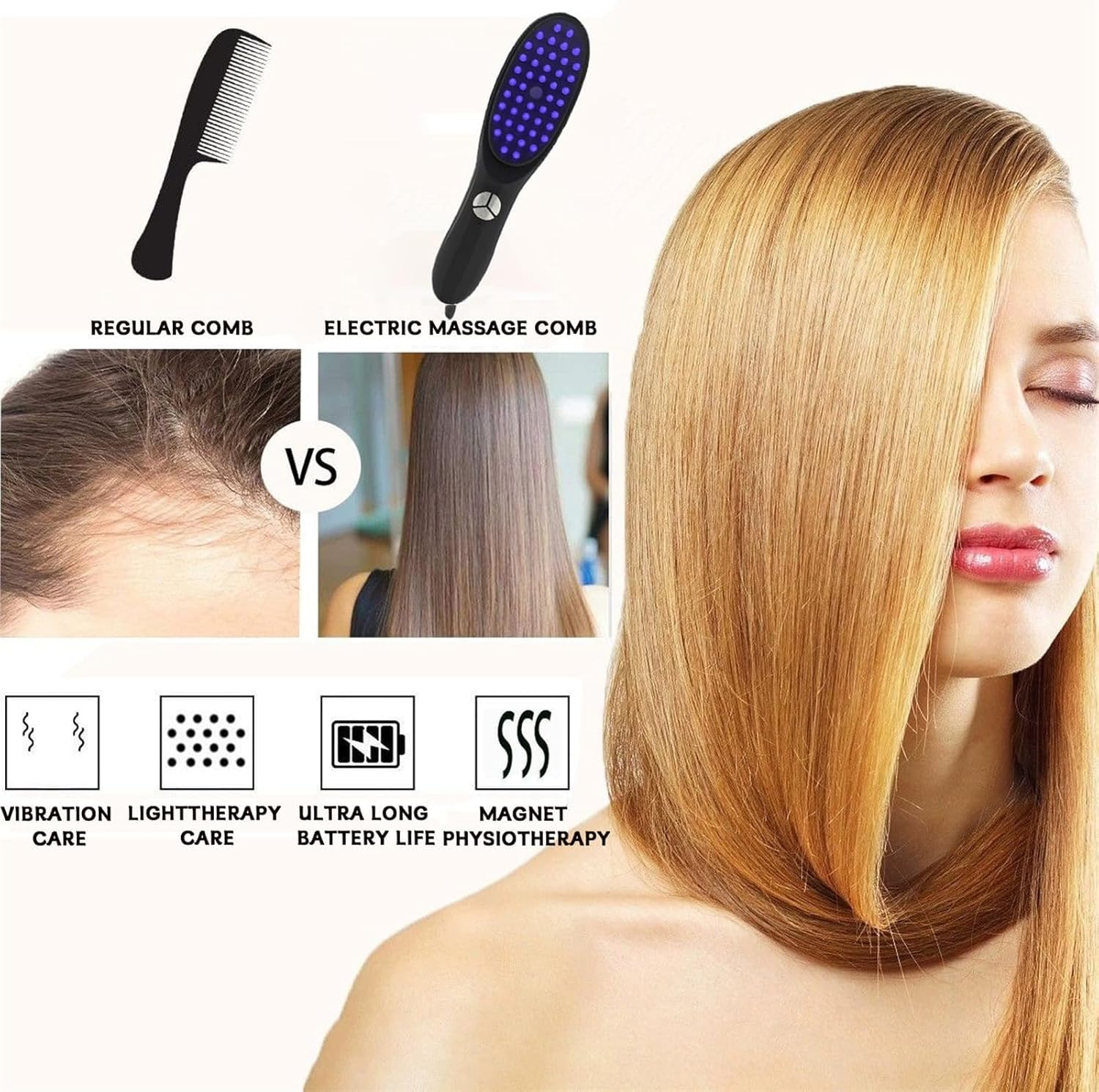 The Original Therabrush, Spray Vibrating Massager Comb, Innovative Hair Restoring Brush, Anti-Tangle Brush for Growth, Restoration Tool with Steam image number 2