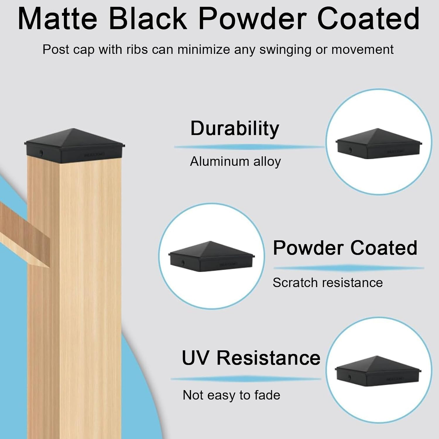 16 Pieces Post Caps 100 X 100 Mm Plastic Fence Caps Caps for Fence Posts Black Fence Caps for Wooden Posts for Fences Posts Railing Steel Tubes image number 1