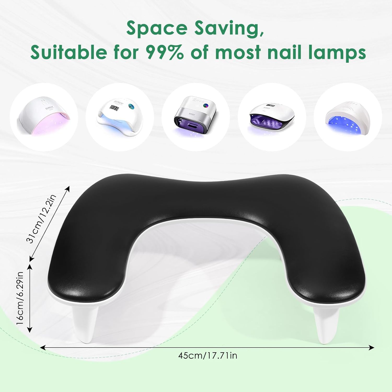 LIONVISON Arm Rest for Nails Tech U Shaped - Comfortable Manicure Nail Hand Rest Pillow Cushion, PU Leather Nail Armrest Stand for Acrylic Nail Art Tech, Quick Installation, Black image number 6