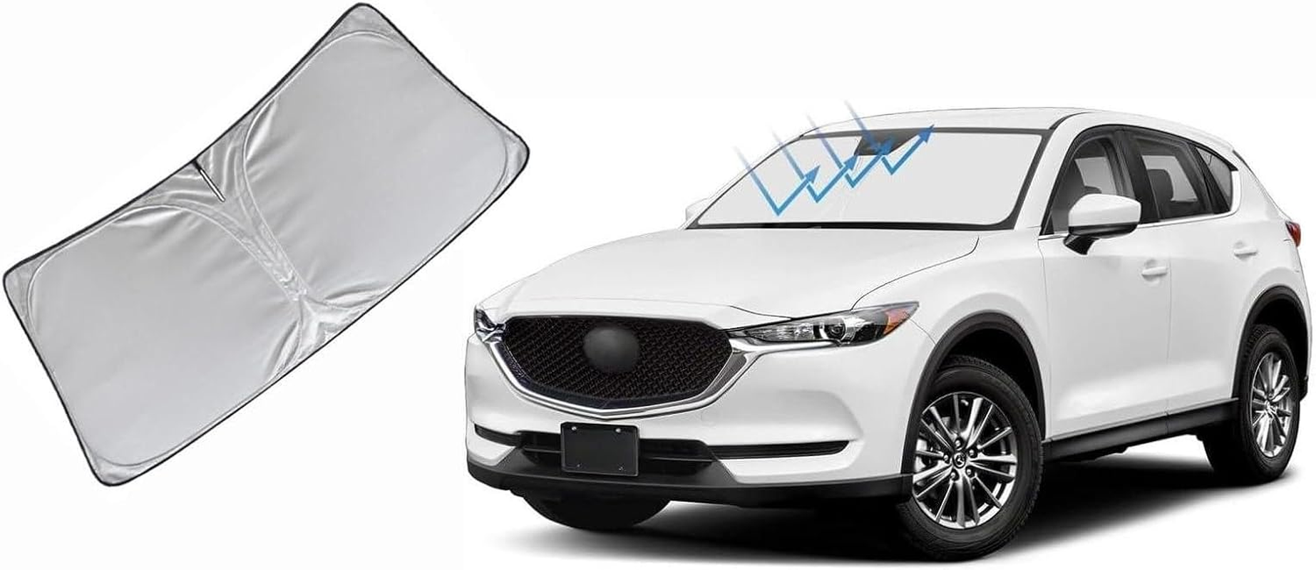 Windshield Sun Shade for Mazda CX5 Front Window Shades Cover for CX-5 2009-2024 Windshield Sun Visor Protector Car Accessories 1Pack image number 4