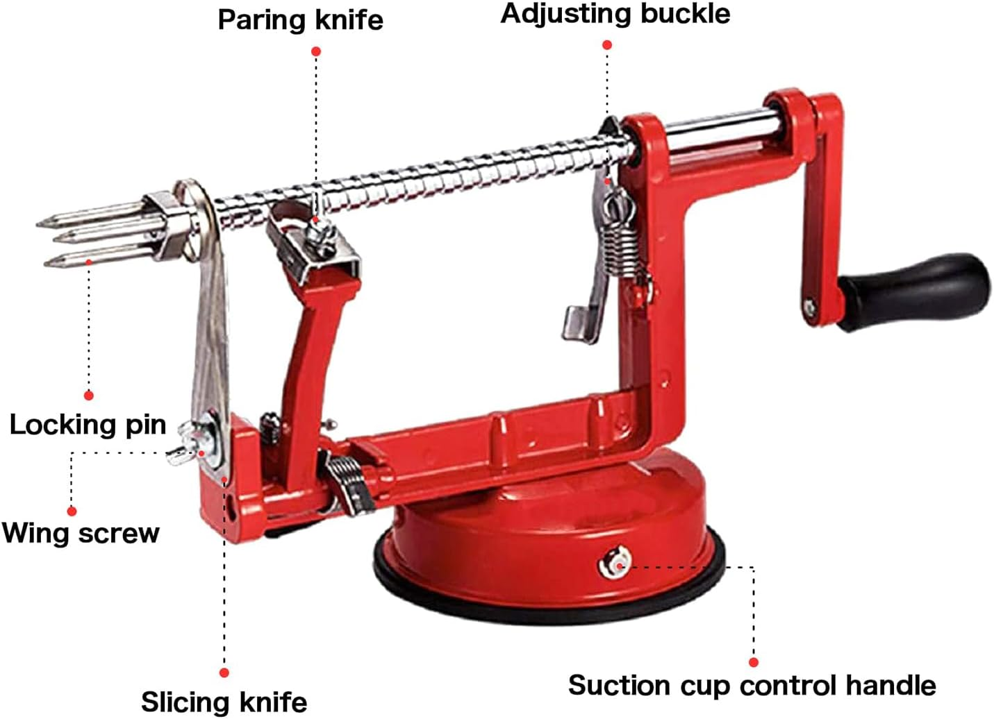 Apple Peeler, 3-In-1 Peeler Corer and Slicer with Suction Base and Adjustable Stainless Steel Blades image number 3