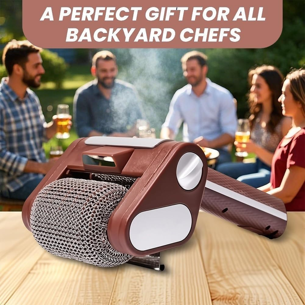 Sakerplus Electric Grill Cleaner, Bristle-Free Spinning Grill Brush with LED, Cordless Electric Brush Cleaner, Detachable 350 RPM Stainless Roller,Blast Away Burnt-On Food for Outdoor BBQ image number 2