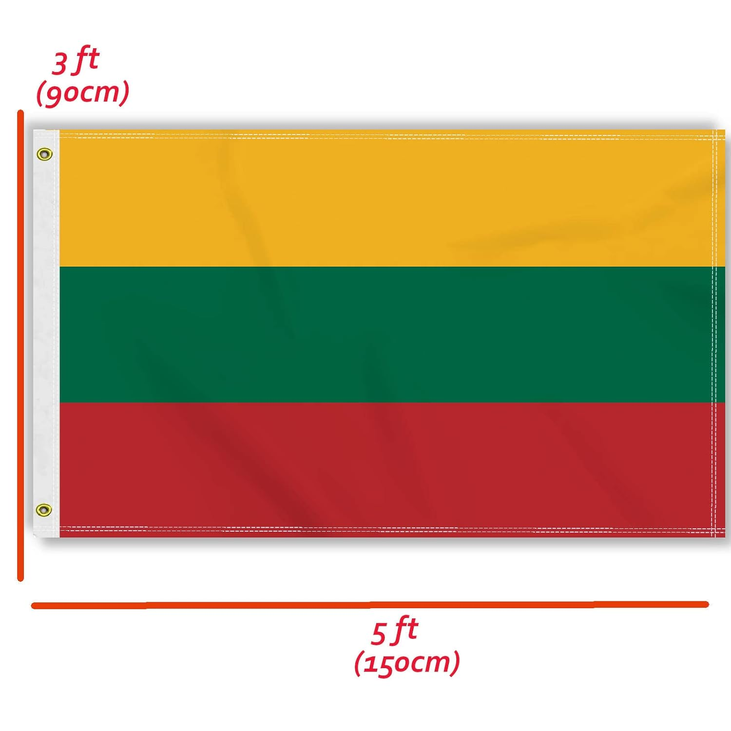 Large 3&times;5 FT Lithuania Flag, Big 75D Lithuanians National Outdoor Banner,Decorgarden with Brass Gromment