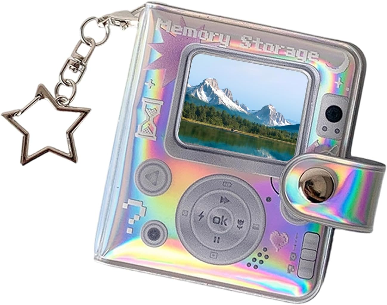 Photo Book Keychain - Retro Cute Double-Sided Small Keyrings,Cute Card Binder - for Family New Year Pregnancy Birth Car Christmas Grandparents Growth Home Holiday Party Vacation