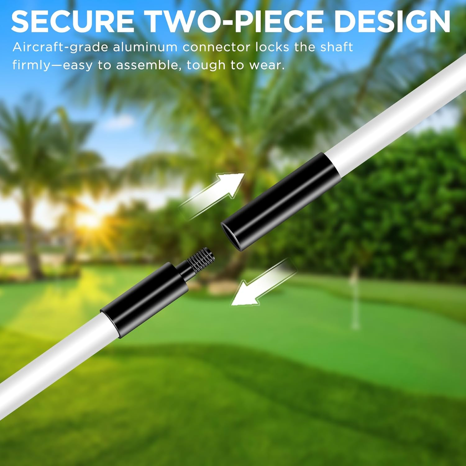 KINGTOP Golf Flagstick, Practice Putting Green Flag Stick for Yard, Golf Pole Pin Flagpole, Portable 2-Section Design, All 3 Feet - 3Ft White Flagpole-3 Pack image number 5
