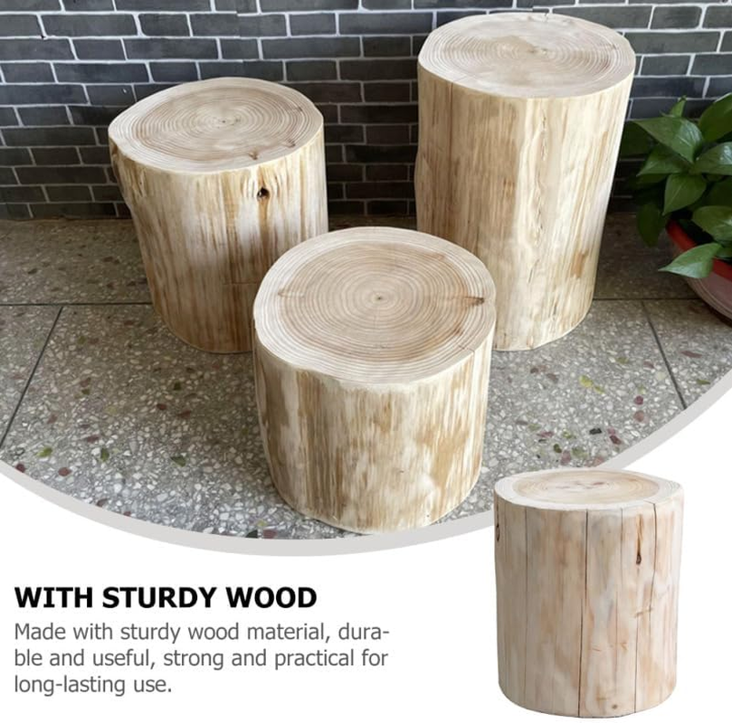 Small Wooden Stool and Tree Stump Stool for Outdoor D&eacute;cor and Bedside Use Natural Solid Wood Material Compact Size Suitable for Shoe Changing and Decorative Display in Garden Or image number 5