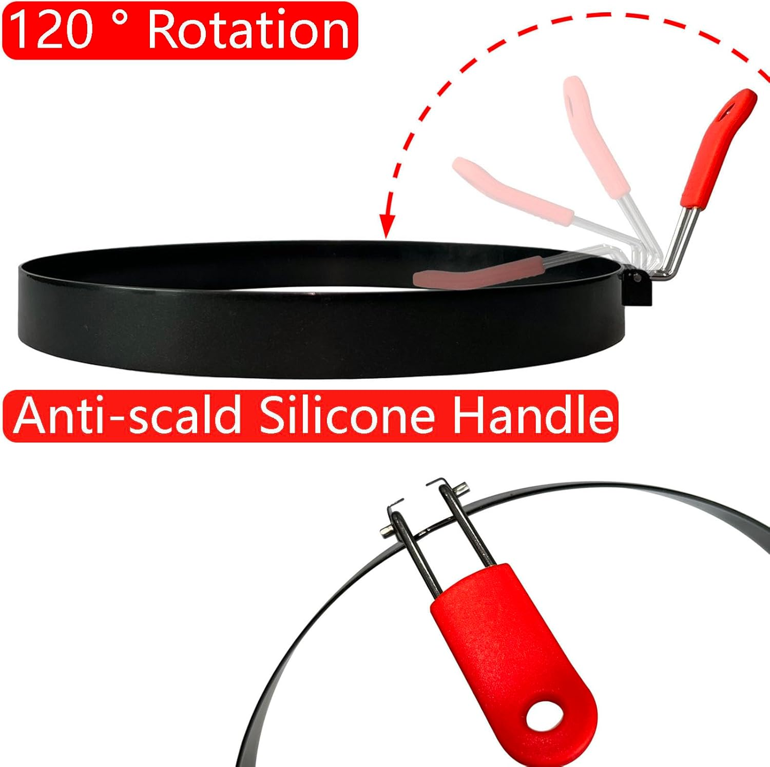 Egg Pancake Rings Mold, 2 Pack 6" round Pancake Shaper Egg Mold Omelet Ring Stainless Steel Frying Eggs Ring with Silicone Handle for Griddle Sandwich Eggs Muffin Pancakes Burger Breakfast image number 1