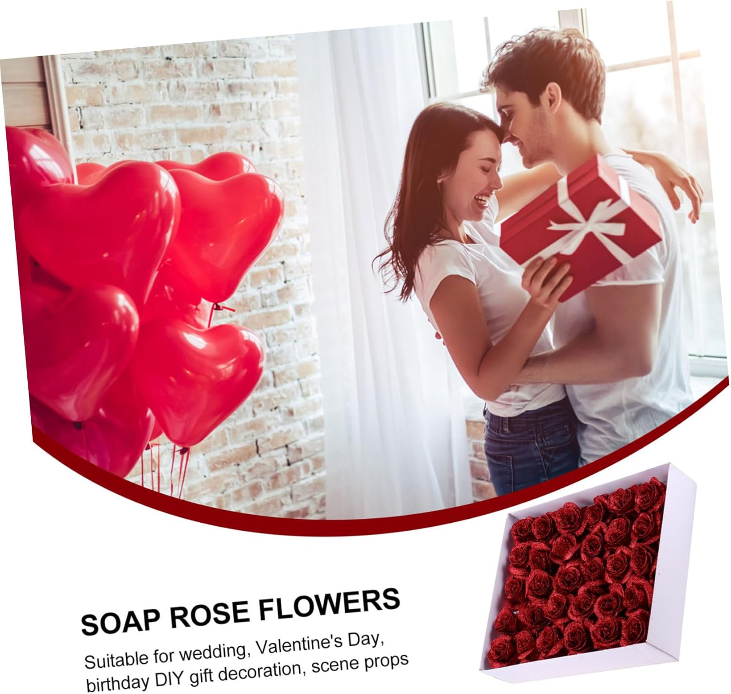 Abaodam 30Pcs Red Rose Petal Soap Wedding Soap Flowers Fake Rose Petals for Hand Washing Relaxing Bath Soak image number 1