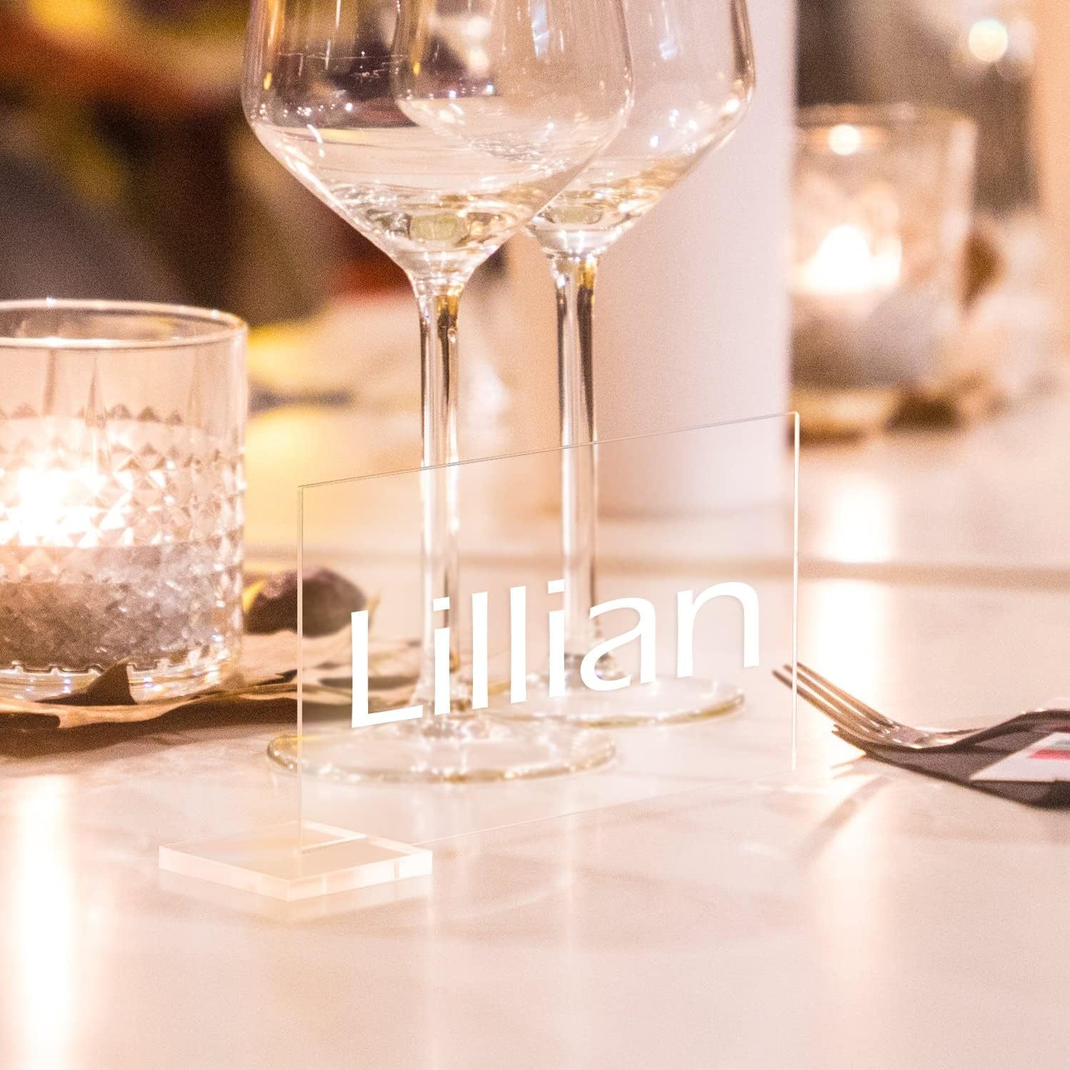 30 Pcs Clear Acrylic Place Cards with Holders, DIY Blank Rectangle Name Cards, Standing Wedding Guest Escort Signs for Party Dinner Table Setting image number 3