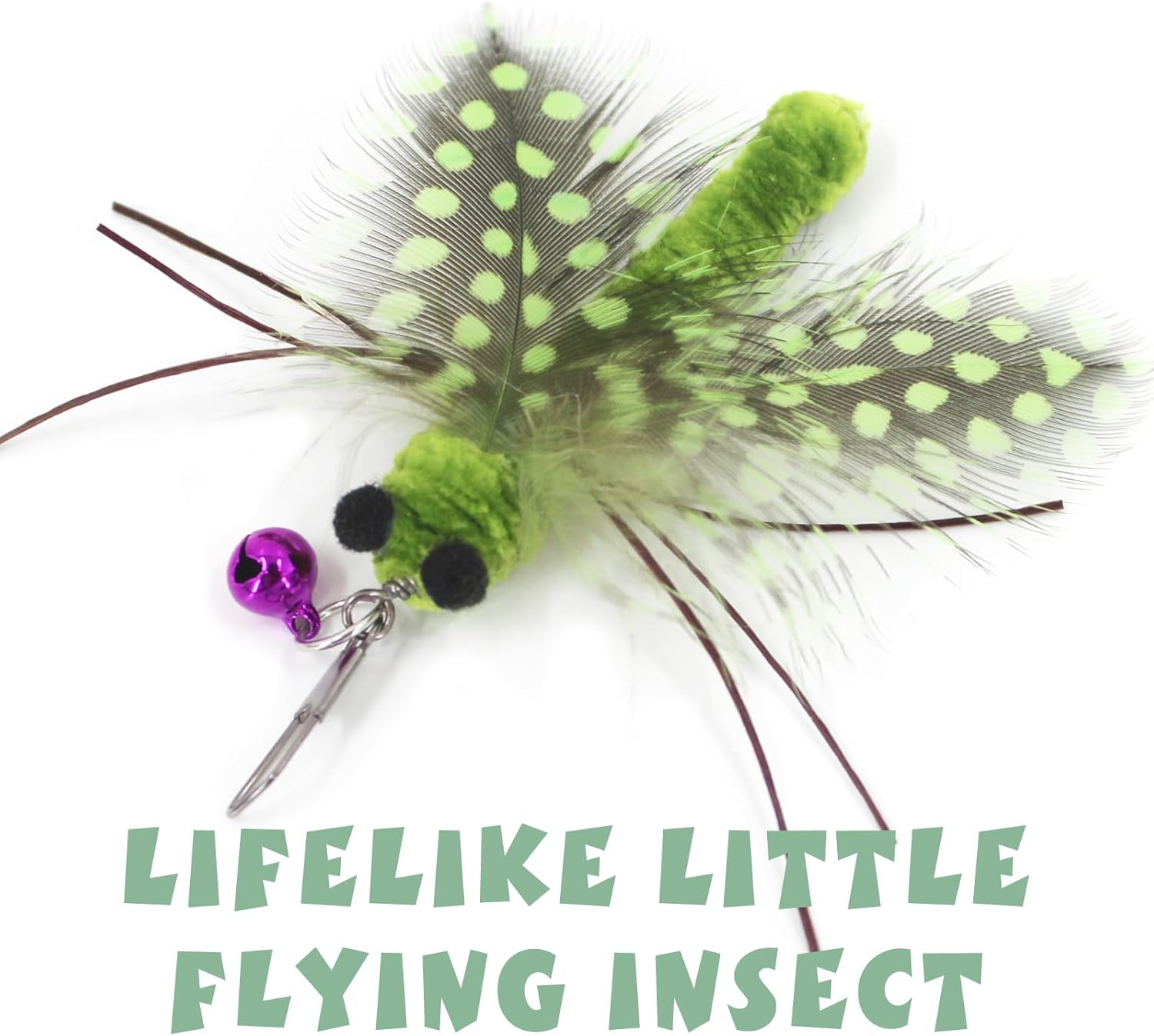 SONGWAY Cat Toy Wand Replacement - 6 Feather Wings Insect Cat Toys, Cat Feather Toy Refills, Cat Teaser Wand Attachments, Interactive Cat Toys for Indoor Cats - 6Feather Wings image number 3