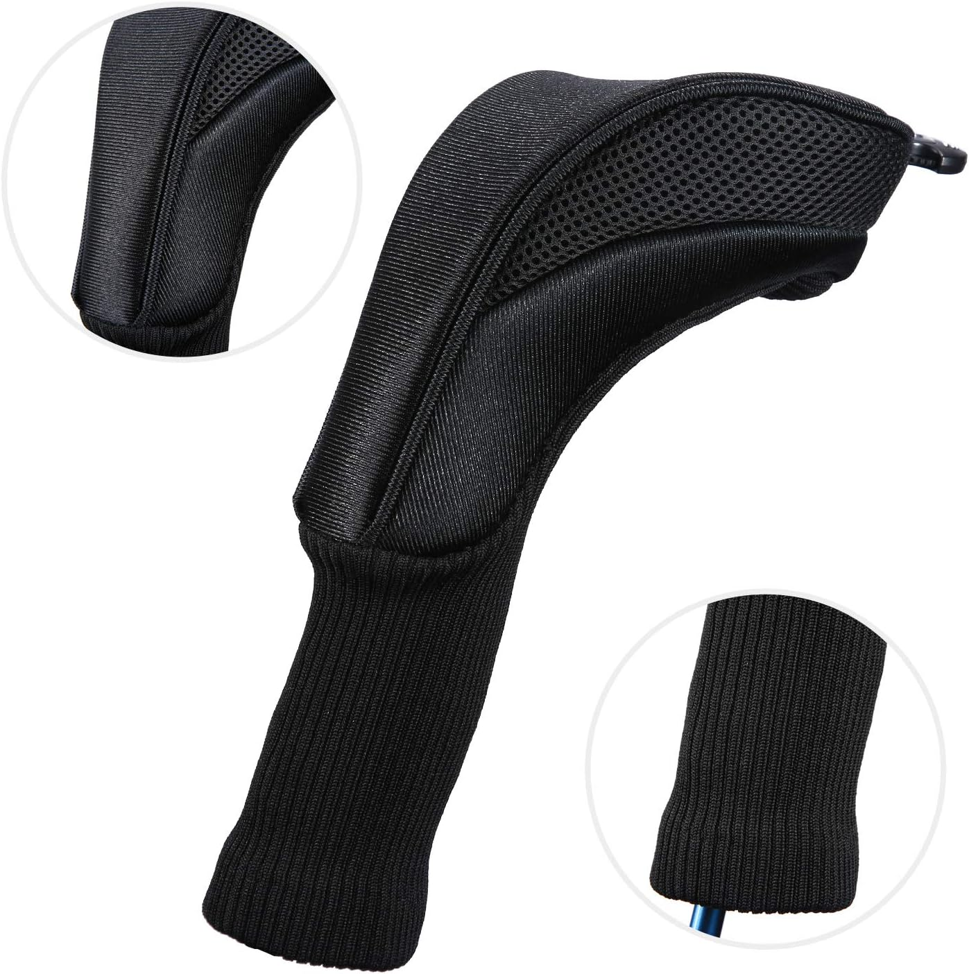 Black Golf Club Head Cover for Driver Fairway 3 Pcs Woods Headcovers, Golf Accessories Hybrid Head Covers Set with Interchangeable Tags 3 4 5 7 X - Black image number 3