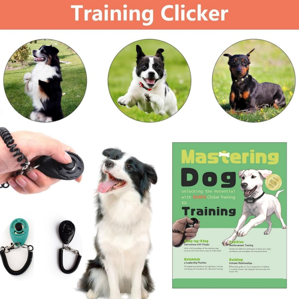 1PCS Dog Treat Pouch, Pet Training Clicker 2 Pcs, Pet Treat Pouch, Built-In Poop Bag Dispenser (Black) image number 2