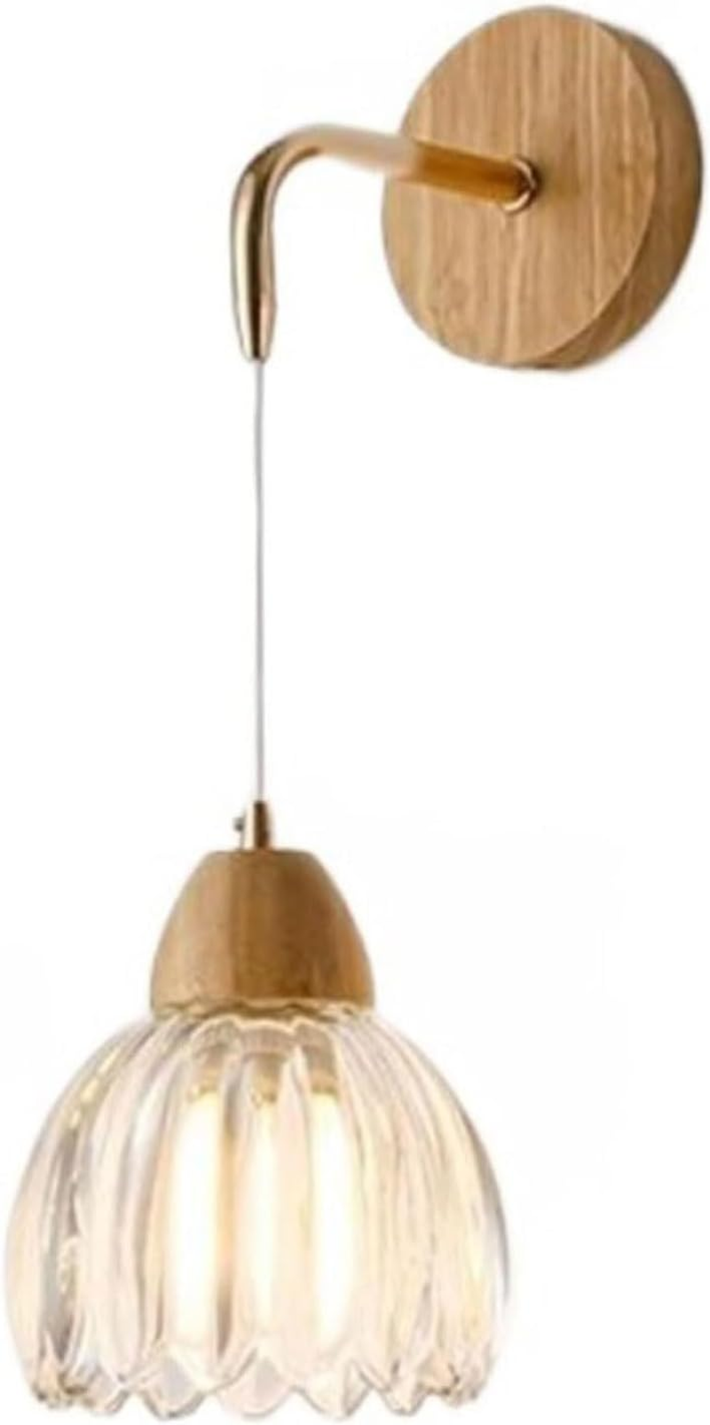 Wall Light E27 Wooden Body Wall Lamp with Glass Shade Led Wall Lights for Villa Garden Hotel Shop Bedroom Porch Wall Lighting