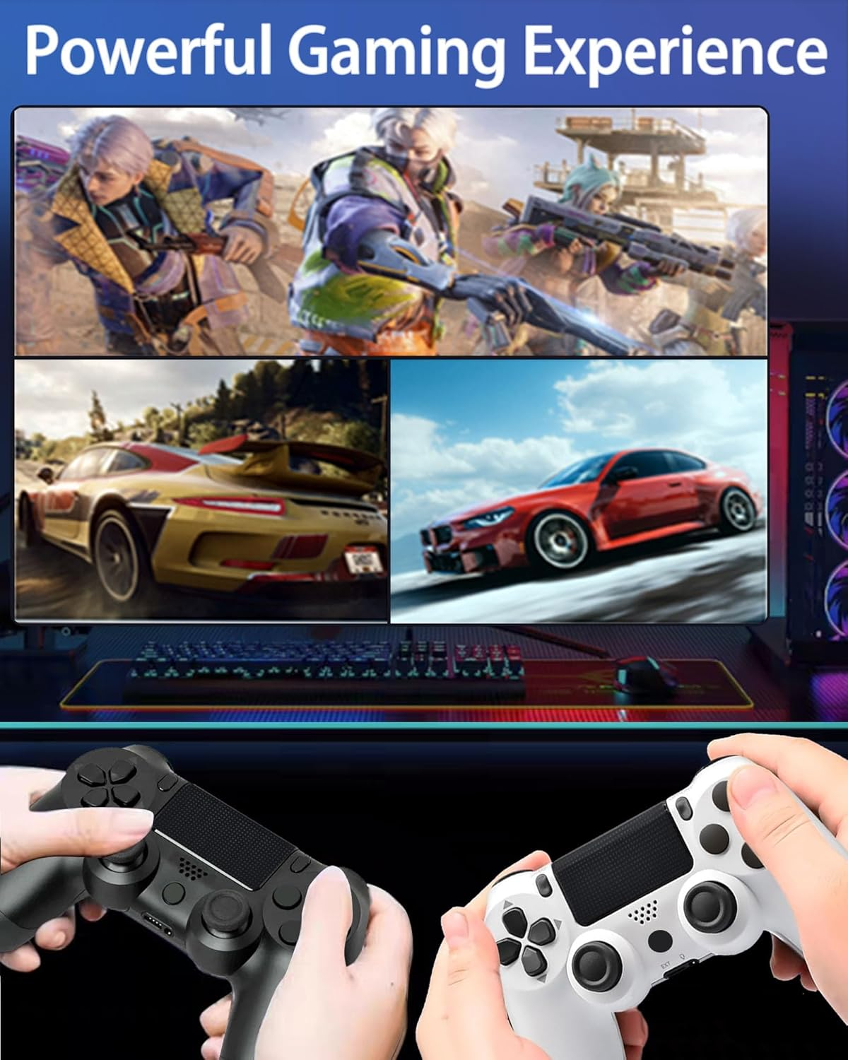 Wireless Controller for Ps-4,Compatible with P-S4/Pro/Slim/Pc Bluetooth Controller,Dual Vibration,Touch Panel, 3.5Mm Audio Jack,Six-Axis Joystick(Black) image number 3