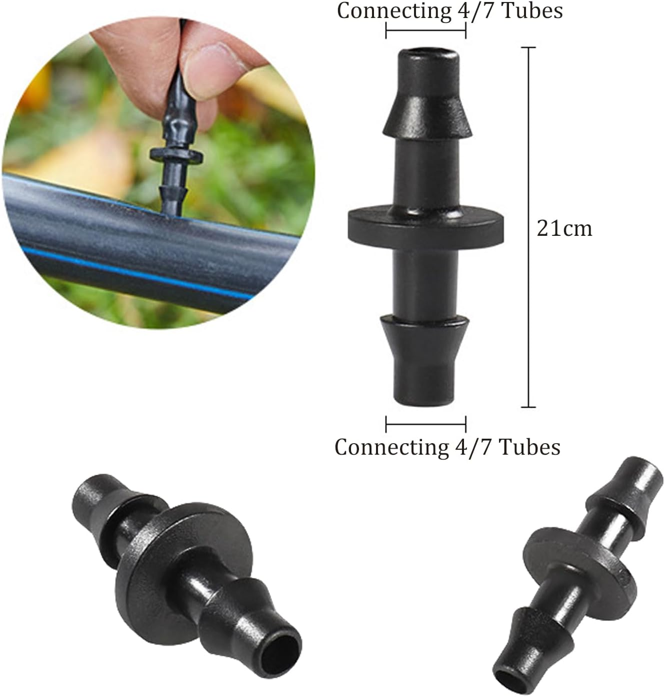 200Pcs Drip Irrigation Connectors,Drip Irrigation Barbed Connectors Fit for 1/4-Inch Tubing, Irrigation Straight through Joints, Drip Tubing Water Tubing Gardening Irrigation Supplies image number 2