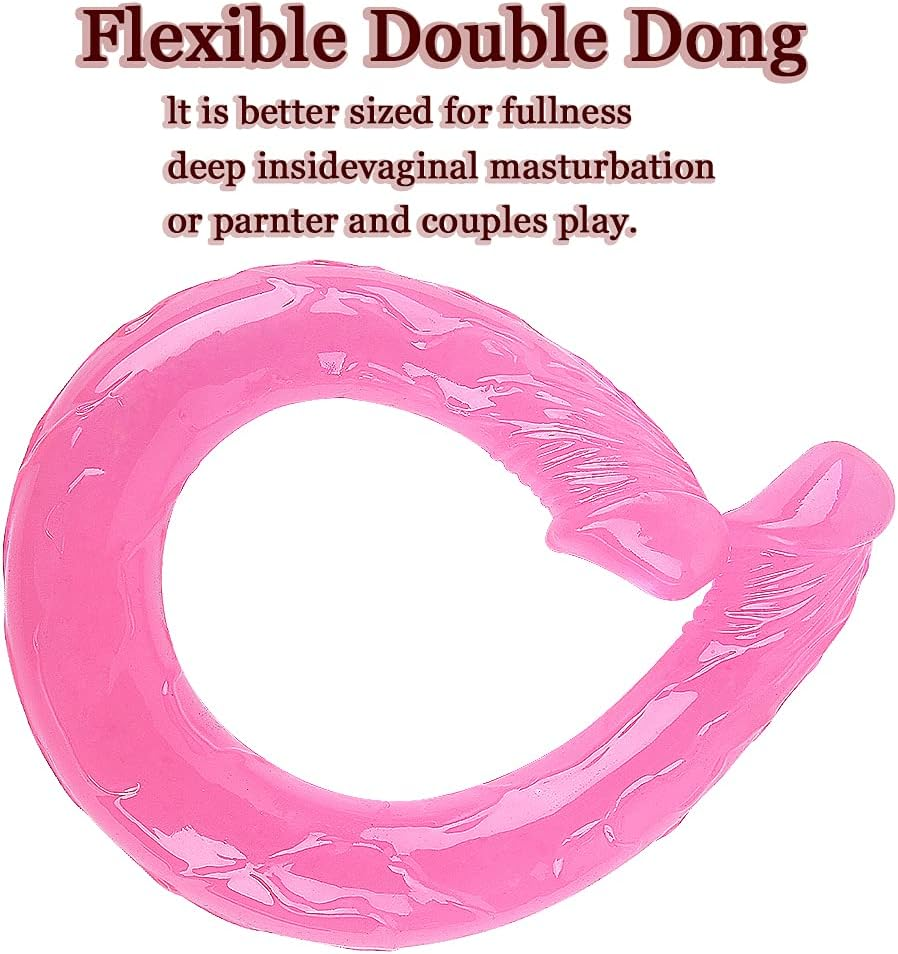 43CM Double Dong and Lesbian Dildo Usage Free Play Flexible Soft, Double for Women Realistic, Pink Color Realistic Dildo for Women image number 5