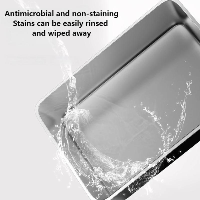 Stainless Steel Cat Litter Box, Odorless Metal Cat Toilet with High Sides, Rustproof Pan Tray for Big and Small Cats, Rabbits, Easy Clean Non Stick Smooth Surface (45Lx35Wx15H)