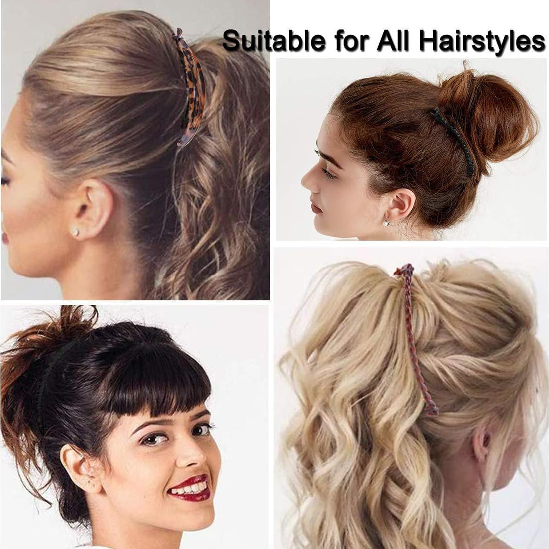 OUDQFCJ Banana Clip for Thick Hair, Retro Hair Accessory, Hair Comb, Vintage Fishtail, Hair Clips for Women and Girls, Pack of 4 image number 4