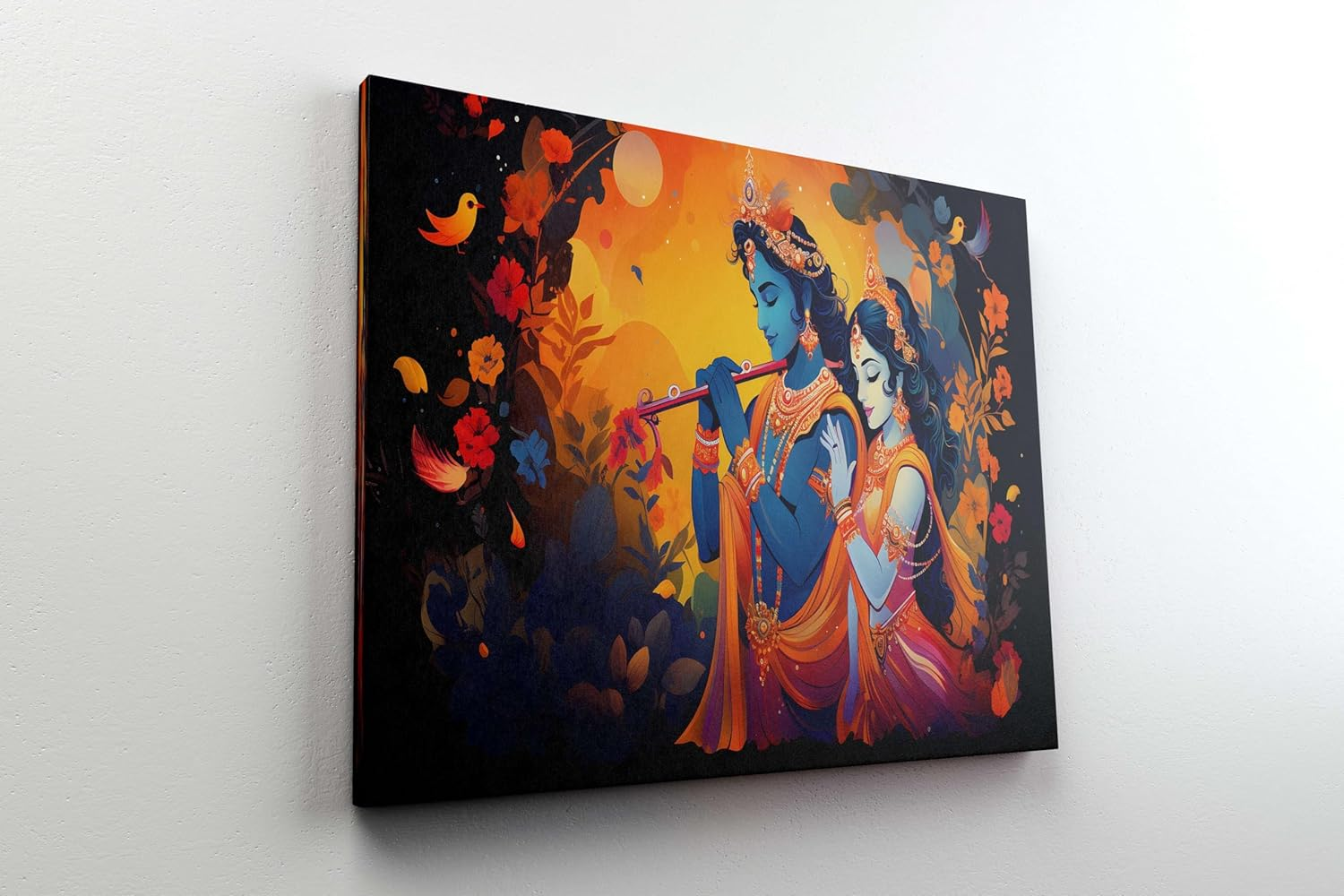 Done with Love Store Radha Krishna Paintings for Wall Decoration with Frame Canvas Painting for Living Room Bedroom Home Office & Hotels (34 Inch X 22 Inch CH-RK-LDP8)