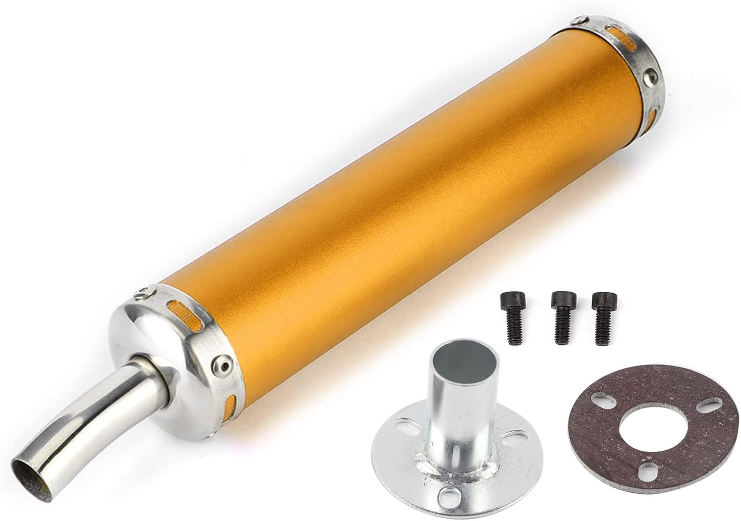 Generic Stainless Steel Exhaust Muffler Silencer 20Mm/0.8In Modified Parts for 2 Stroke Motorcycle High Strength Noise Reduction Stylish Design (Black)