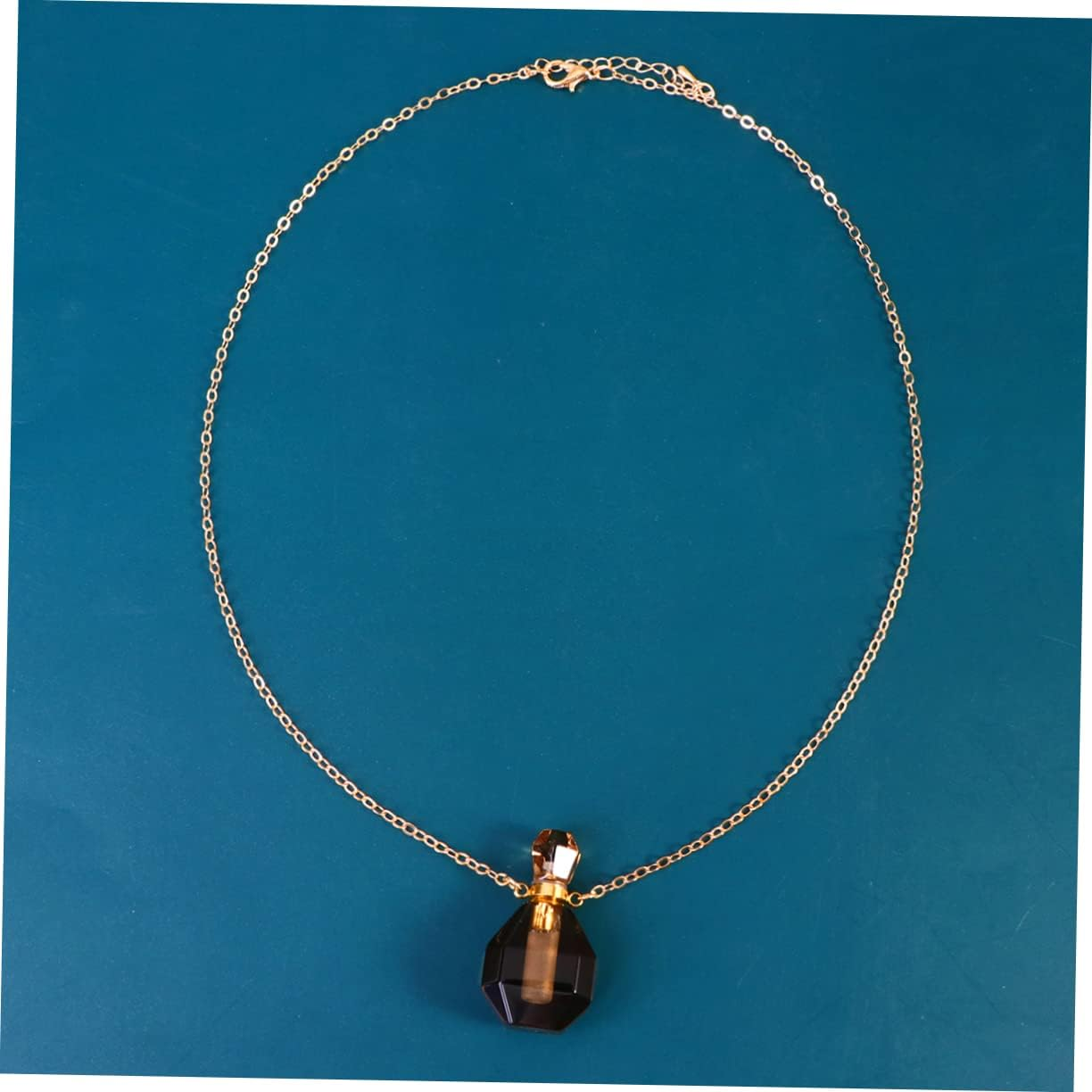 STOBAZA 2Pcs Natural Crystal Fluorite Perfume Bottle Pendant Necklace Essential Oil Container Metal Chain for Perfume Atomizer Bottle and Home Decorative Accessories image number 3