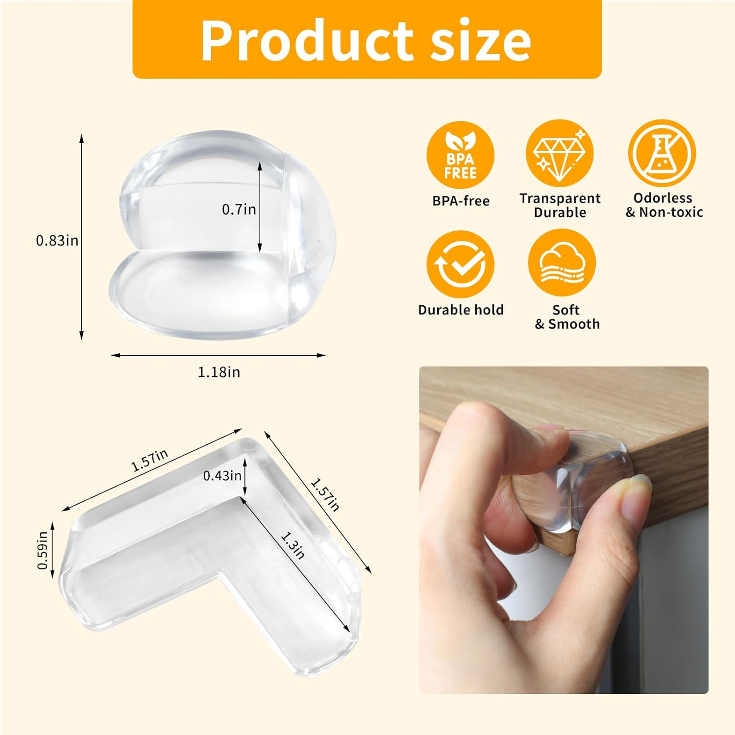 Corner Protector, 40 Pack 2 Shapes Proof Corners and Edges, Clear Table Corner Covers Baby, Baby Corner Protector Guards, Corner Guards for Table Edges & Sharp Corners image number 2