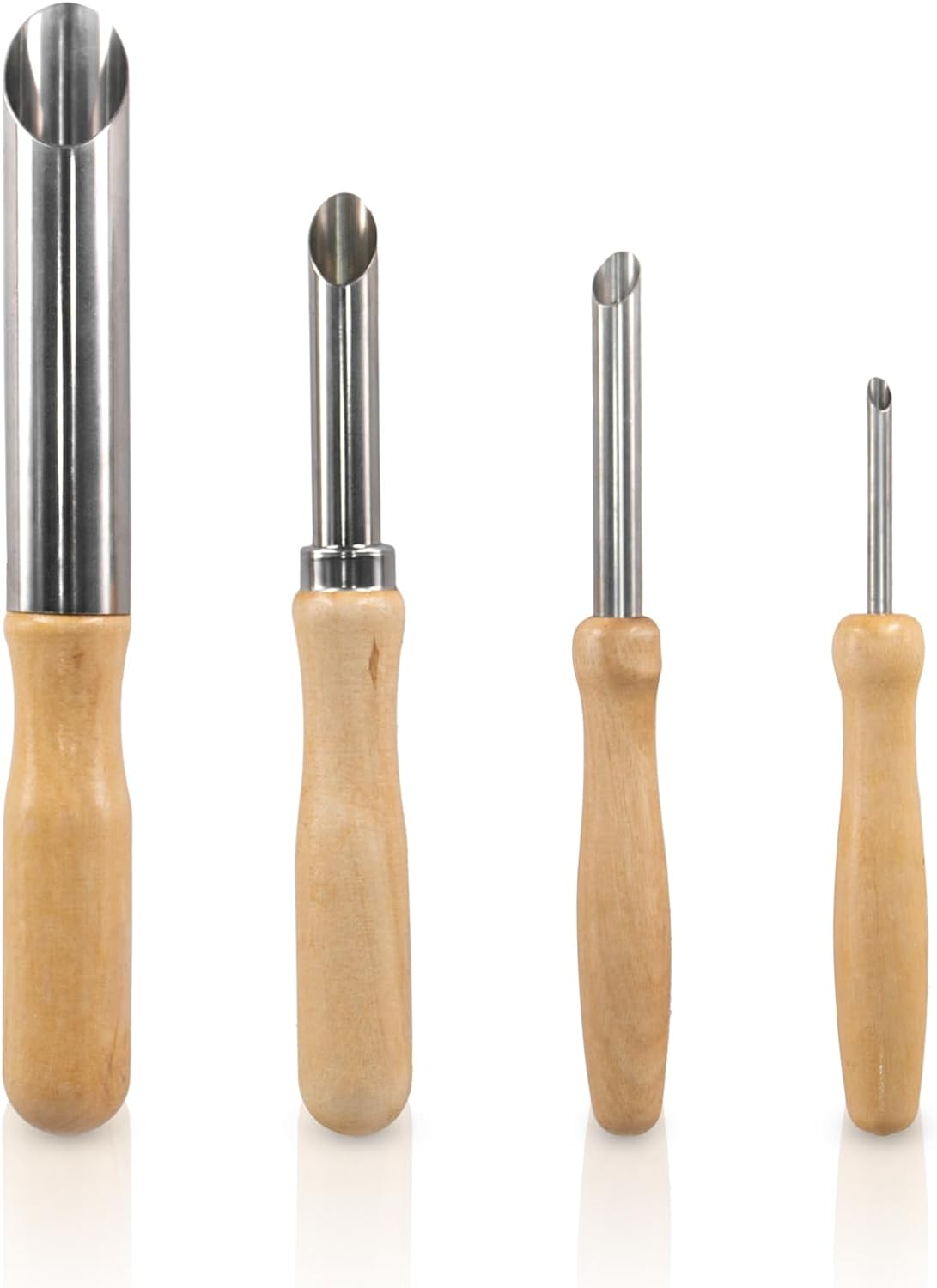 4 Pack Stainless Steel Circular Clay Hole Cutters, Wooden Handle Clay Tools for Drilling and Sculpture, Pottery Tools and Supplies image number 1