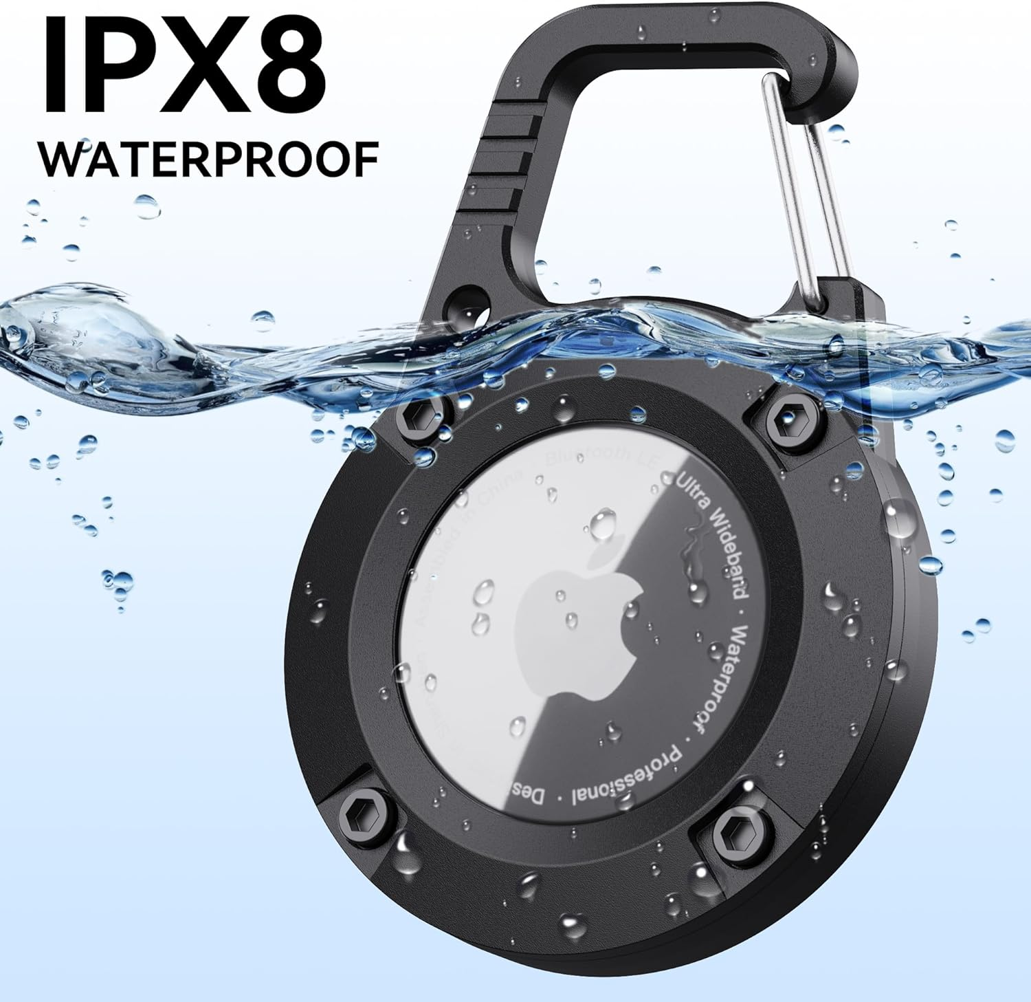 For Airtag Holder 2 Pack,Waterproof Apple Airtag Keyring with Carabiner,Airtag Case for Luggage,Keys,Backpack,Car,Bags,Kids,Dog Collar,Keychain image number 4