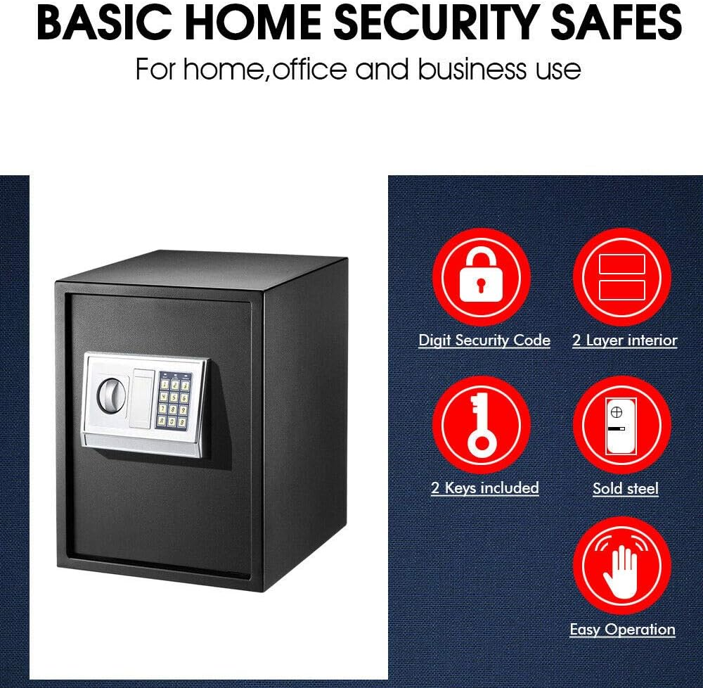 50L Electronic Safe Digital Security Box Home Office Cash Deposit Password image number 5