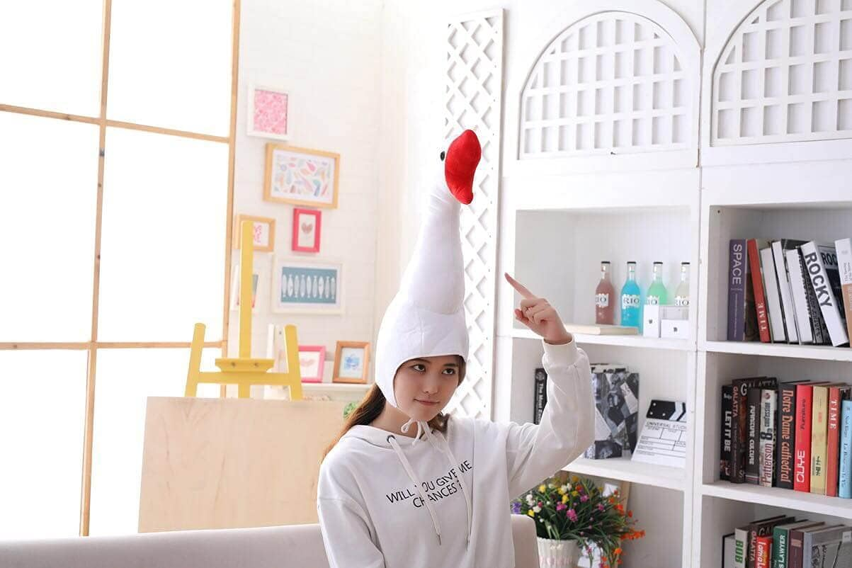Fesfun Goose Hat Animal Headware Costume Accessories Cap Funny Gift Halloween Easter Party Birthday Christmas Head Cover Mask Headgear Hood Headpiece Clothing Kids Adult Children Women Cosplay