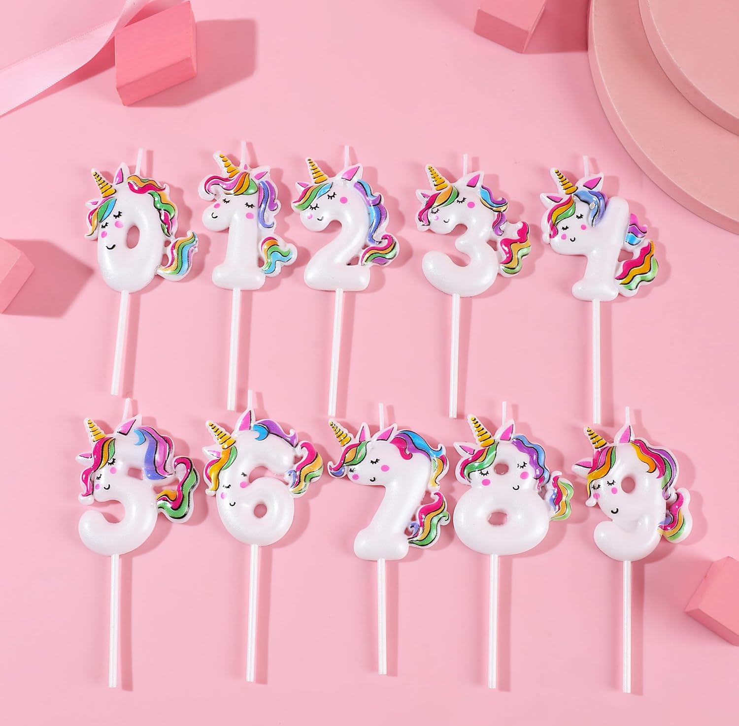 Unicorn Birthday Number Candle 7 Unicorn Cake Toppers Decoration for Happy 7Th Birthday Party Supplies Unicorn Birthday Decorations, Sleeping Unicorn 7 with Vivid Rainbow Color image number 1