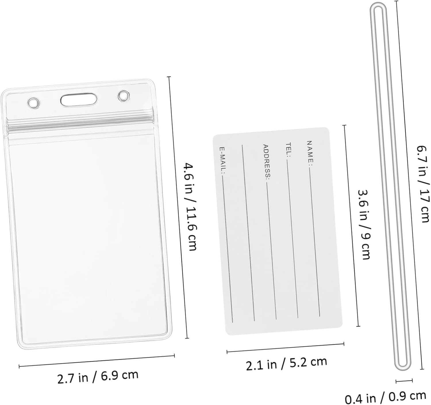 JEWEDECO Name Badge Holder Resealable Closure Luggage Tag Bag for Easy Identification Card Sleeve image number 5