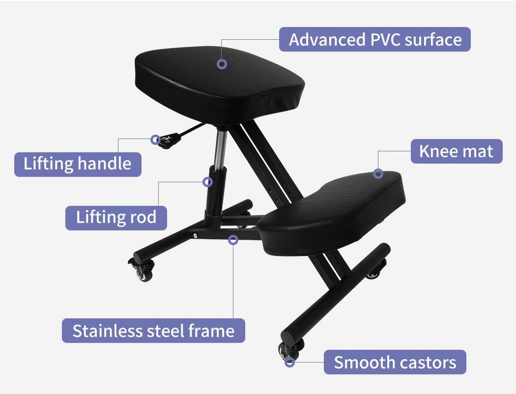 Levede Ergonomic Kneeling Chair, Adjustable Stool Home Office Chairs Work Computer Reading Chair Desk Chair Cross Legged Chair, Improve Your Posture with an Angled Seat - Thick Comfortable Cushions image number 2